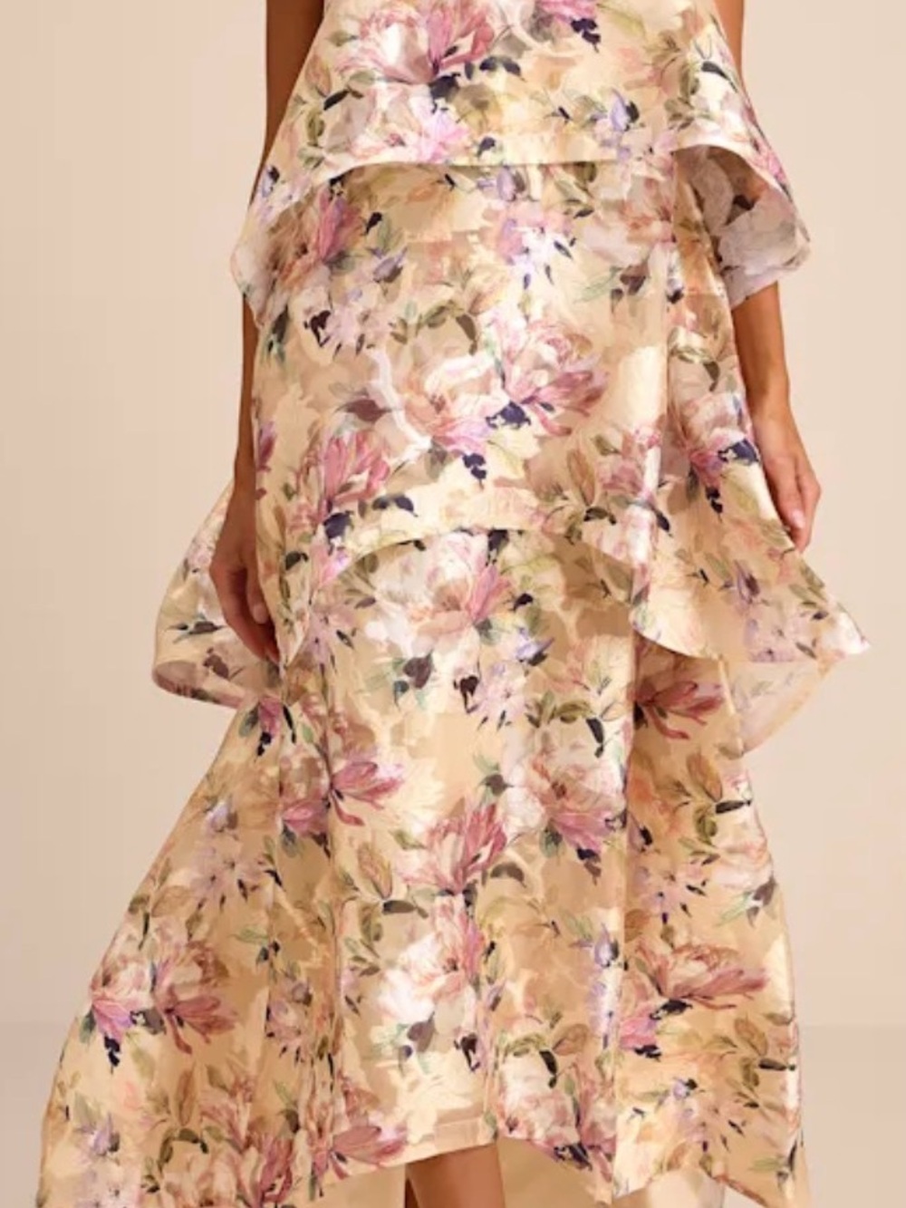 Lulu's Denali Yellow Multi Color Jacquard Tiered Maxi Dress